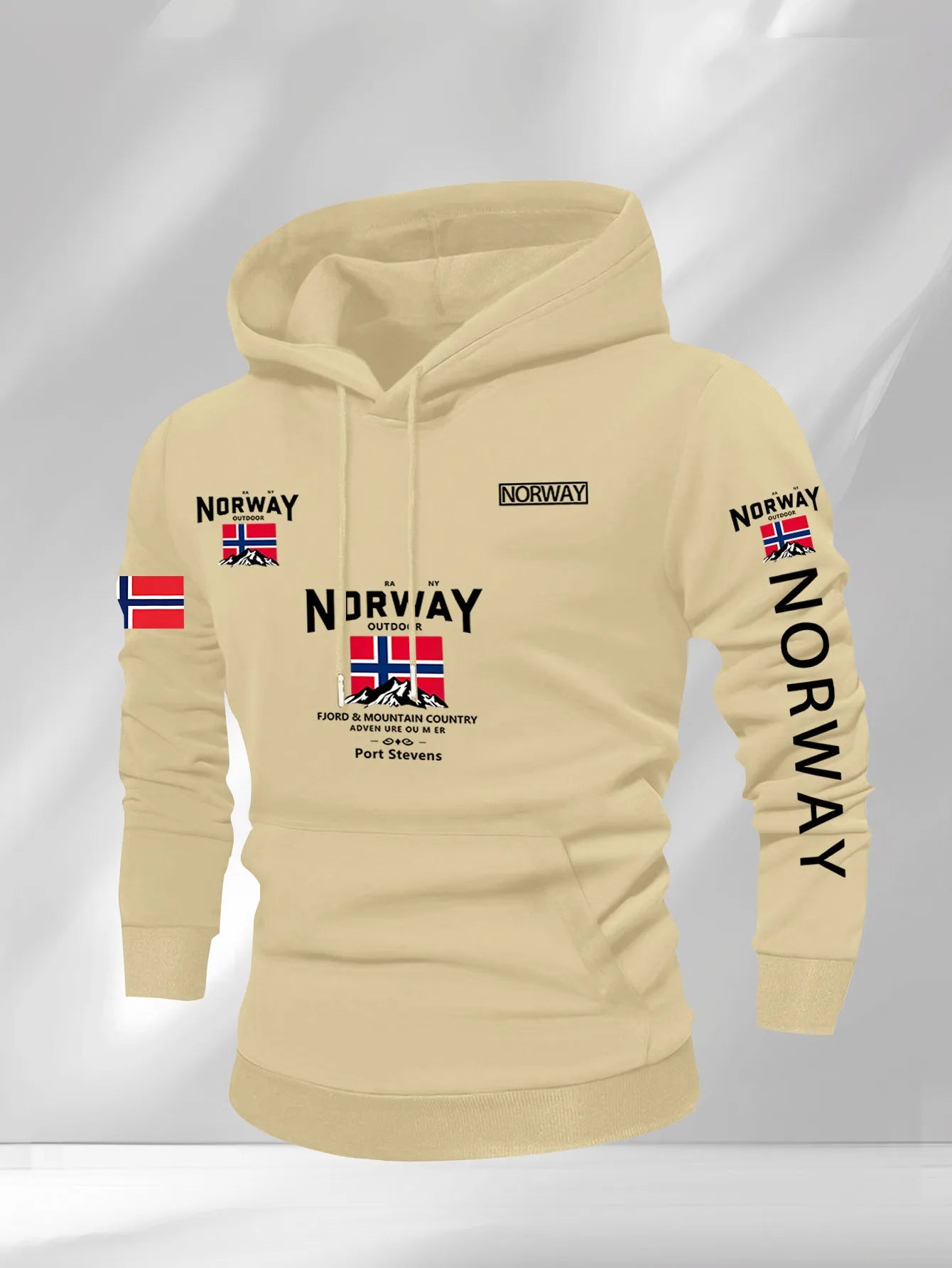 Noruega Otoño Invierno modelos de lana para hombres a prueba de viento cálido 100% algodón Sudadera con capucha de gran tamaño viajero al aire libre top elástico alto para hombres