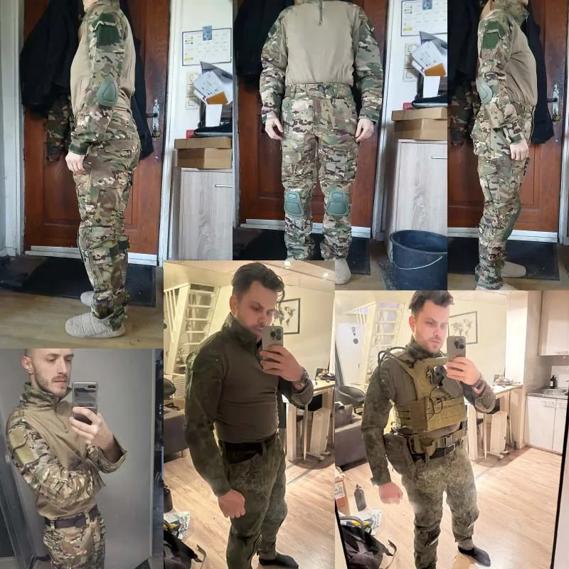 Conjunto de Uniforme de Combate Táctico Negro CP para Hombre, Camisa de Manga Larga, Pantalones Cargo, Ropa para Paintball, Caza y Entrenamiento al Aire Libre