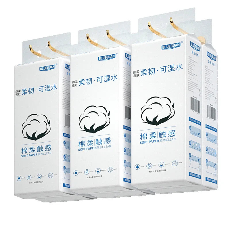 2 Packs/2000 Sheets of Hanging Pull-down Paper, Thickened Pure Virgin Wood Pulp Surface Paper, for Household Toilet Paper