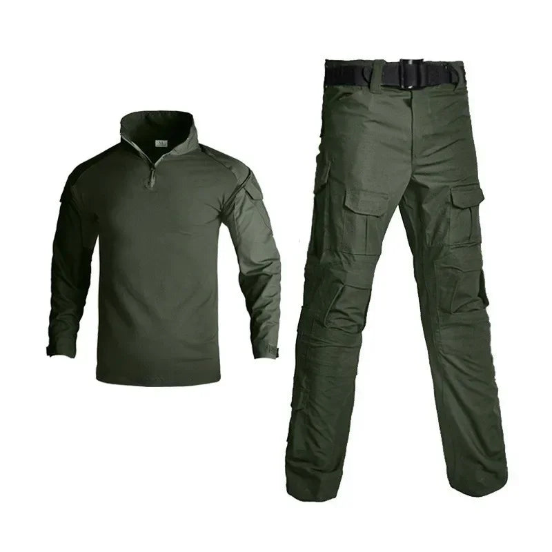 Conjunto de Uniforme de Combate Táctico Negro CP para Hombre, Camisa de Manga Larga, Pantalones Cargo, Ropa para Paintball, Caza y Entrenamiento al Aire Libre