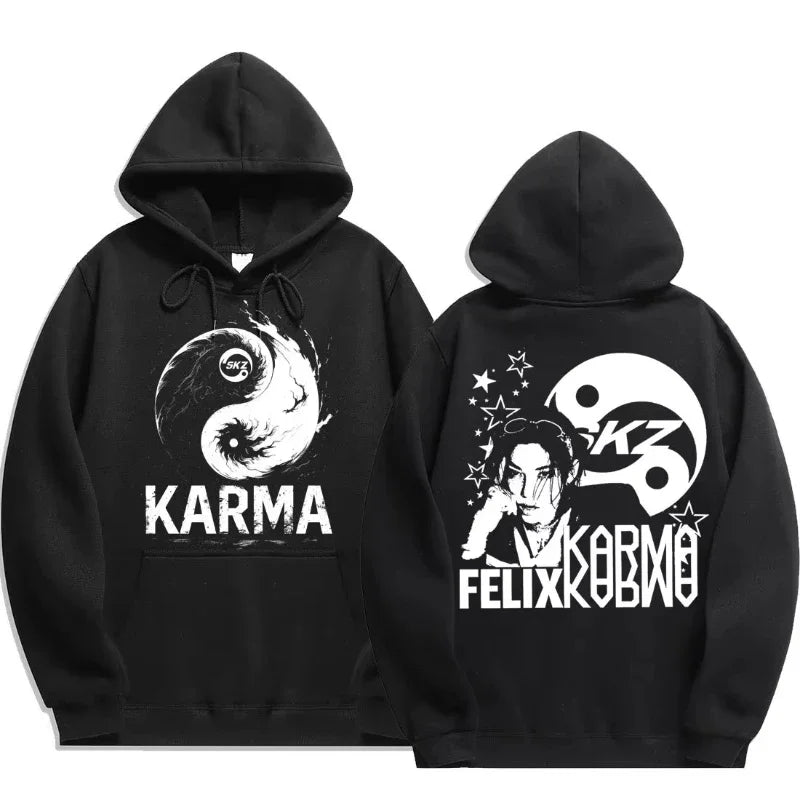 KPOP 4th Album "KARMA" Sudadera con capucha unisex del mismo estilo FELIX HAN BANGCHAN CHANGBIN HYUNJIN LEE KNOW K-POP Merchandise Apparel