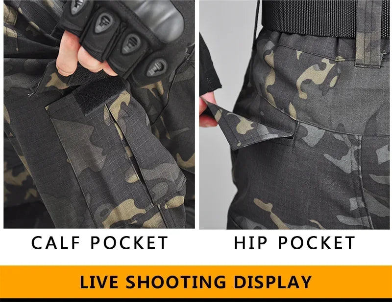 Conjunto de Uniforme de Combate Táctico Negro CP para Hombre, Camisa de Manga Larga, Pantalones Cargo, Ropa para Paintball, Caza y Entrenamiento al Aire Libre