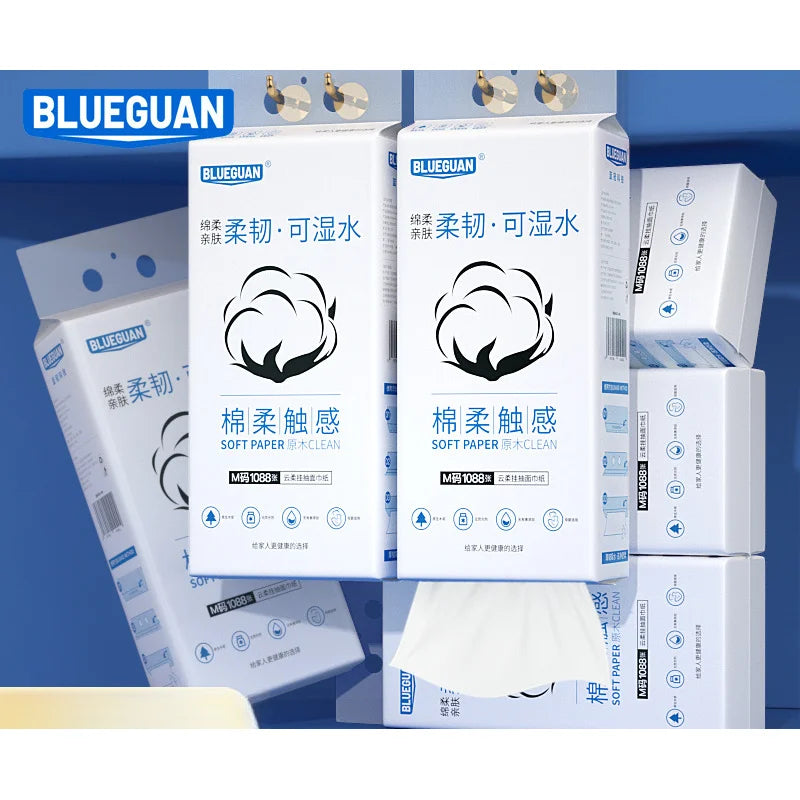 2 Packs/2000 Sheets of Hanging Pull-down Paper, Thickened Pure Virgin Wood Pulp Surface Paper, for Household Toilet Paper