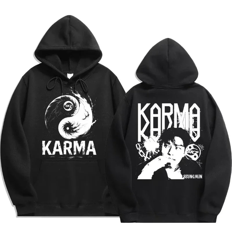 KPOP 4th Album "KARMA" Sudadera con capucha unisex del mismo estilo FELIX HAN BANGCHAN CHANGBIN HYUNJIN LEE KNOW K-POP Merchandise Apparel