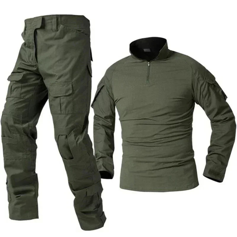 Conjunto de Uniforme de Combate Táctico Negro CP para Hombre, Camisa de Manga Larga, Pantalones Cargo, Ropa para Paintball, Caza y Entrenamiento al Aire Libre
