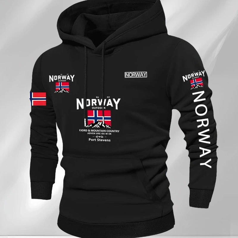 Noruega Otoño Invierno modelos de lana para hombres a prueba de viento cálido 100% algodón Sudadera con capucha de gran tamaño viajero al aire libre top elástico alto para hombres