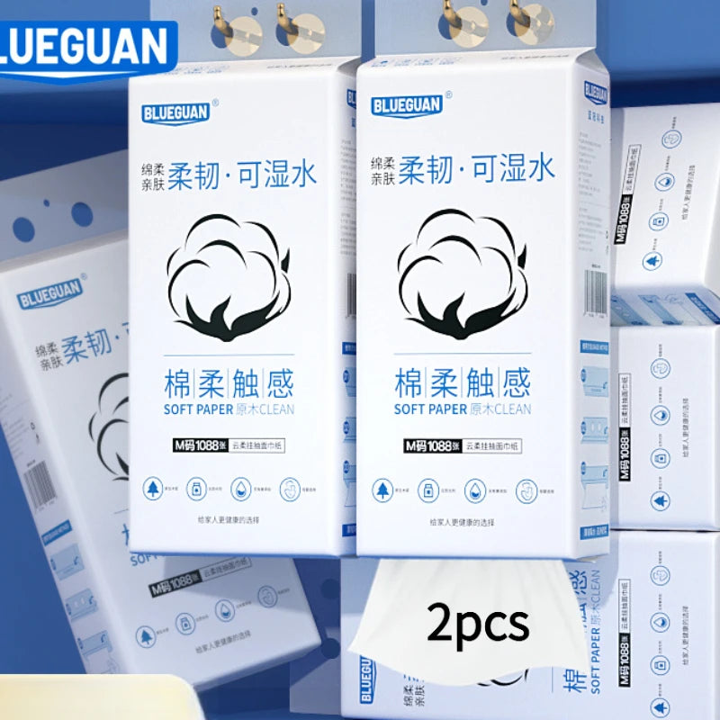 2 Packs/2000 Sheets of Hanging Pull-down Paper, Thickened Pure Virgin Wood Pulp Surface Paper, for Household Toilet Paper