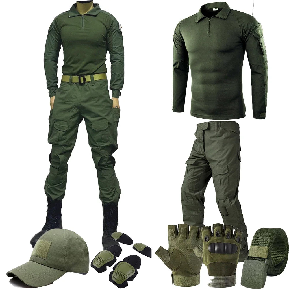 Conjunto de Uniforme de Combate Táctico Negro CP para Hombre, Camisa de Manga Larga, Pantalones Cargo, Ropa para Paintball, Caza y Entrenamiento al Aire Libre