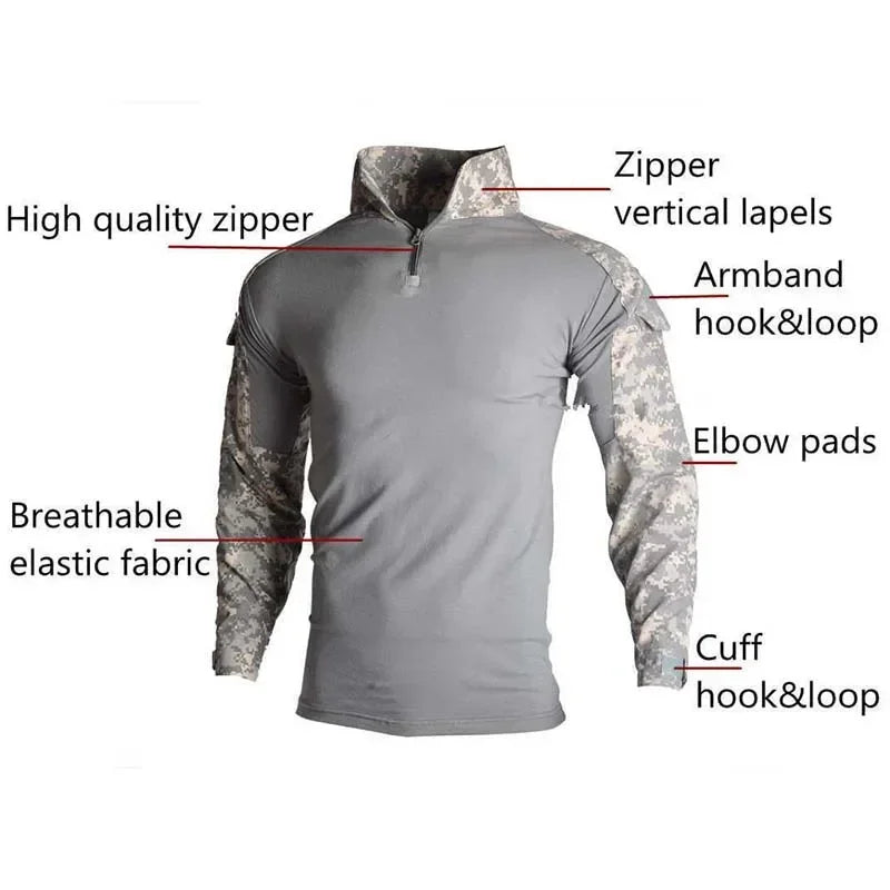 Conjunto de Uniforme de Combate Táctico Negro CP para Hombre, Camisa de Manga Larga, Pantalones Cargo, Ropa para Paintball, Caza y Entrenamiento al Aire Libre
