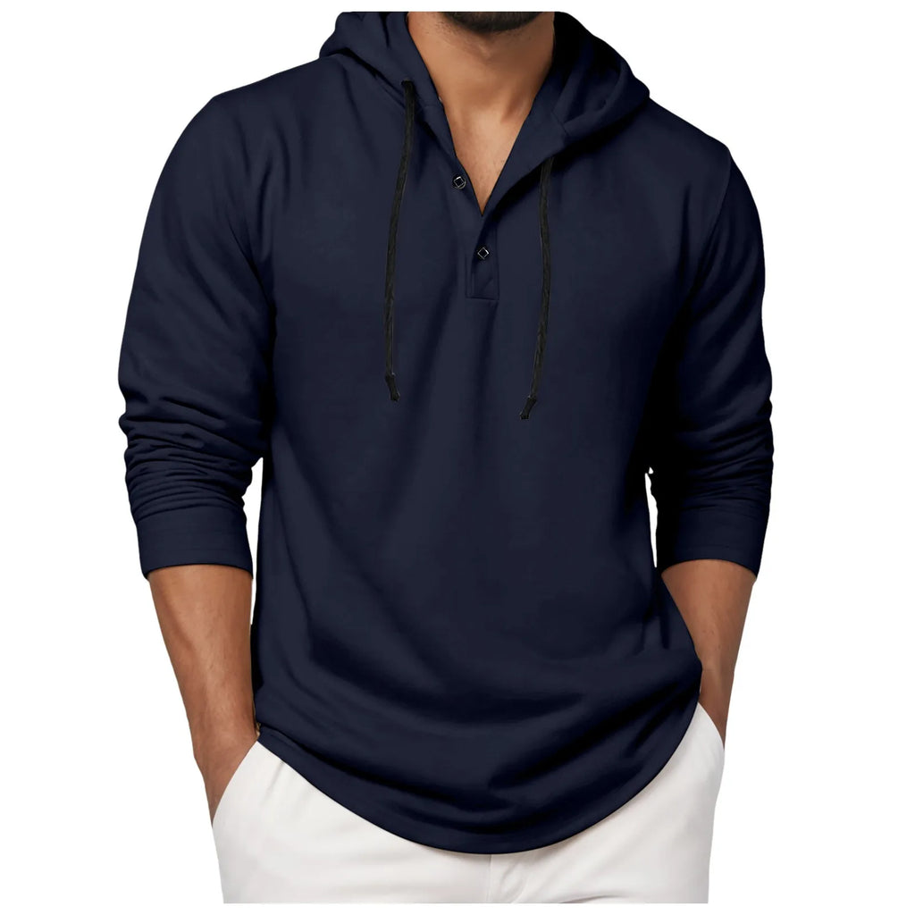 Sudadera con capucha para hombre, camisa con botones de manga larga, sudadera informal para playa y Yoga, sudaderas con capucha de gran tamaño, camisas informales holgadas para hombre