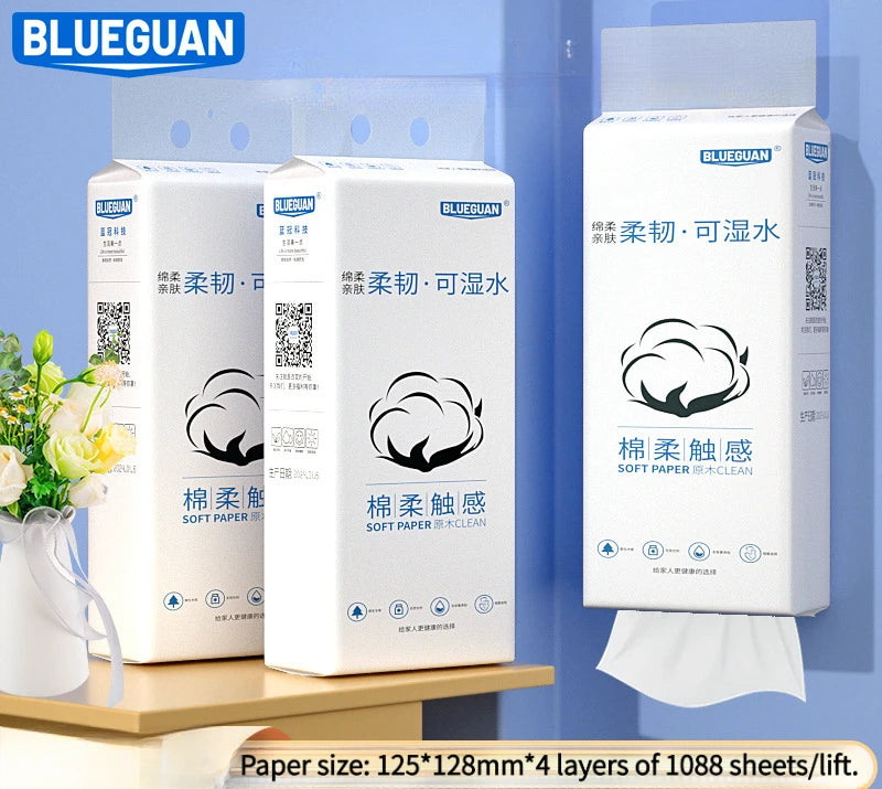 2 Packs/2000 Sheets of Hanging Pull-down Paper, Thickened Pure Virgin Wood Pulp Surface Paper, for Household Toilet Paper