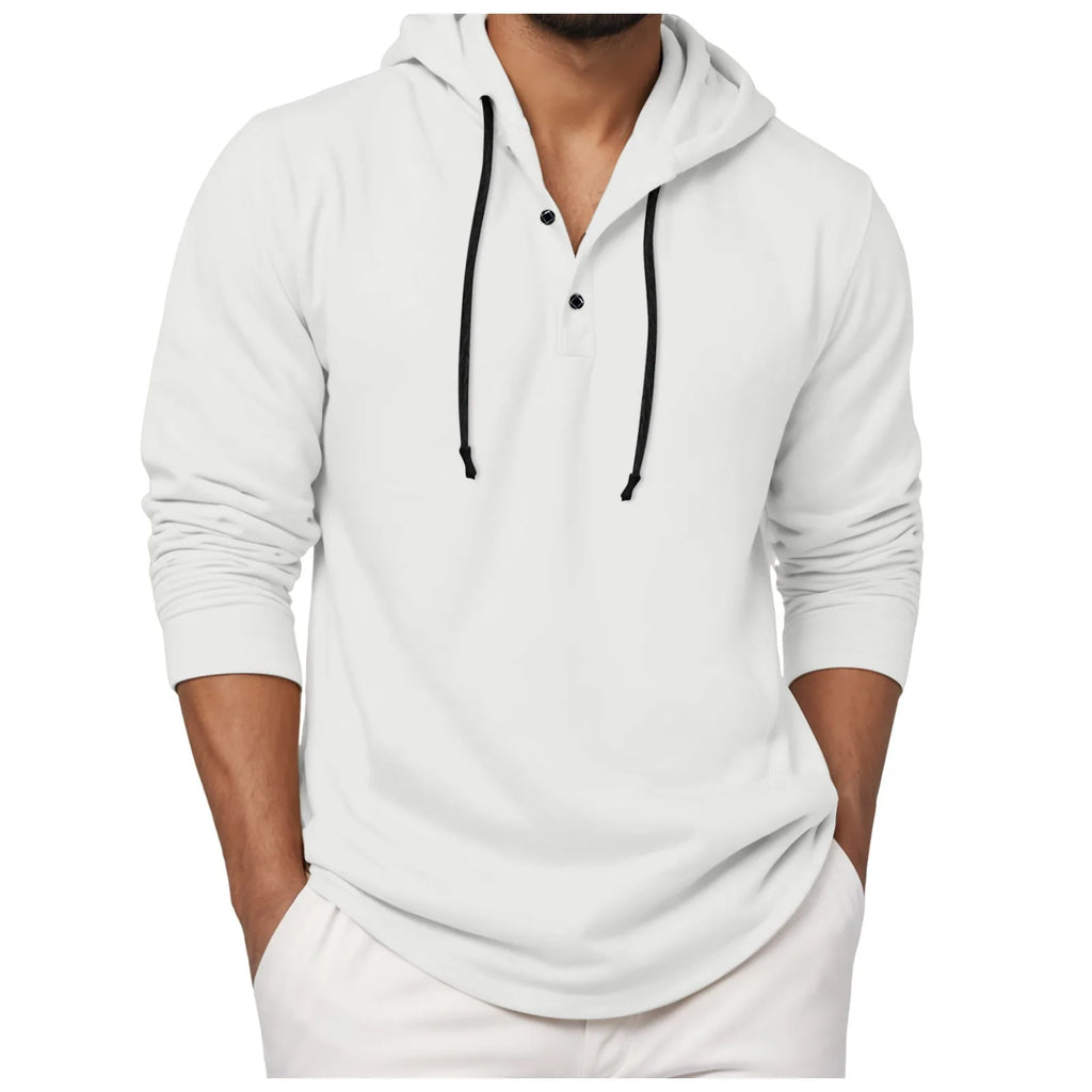 Sudadera con capucha para hombre, camisa con botones de manga larga, sudadera informal para playa y Yoga, sudaderas con capucha de gran tamaño, camisas informales holgadas para hombre
