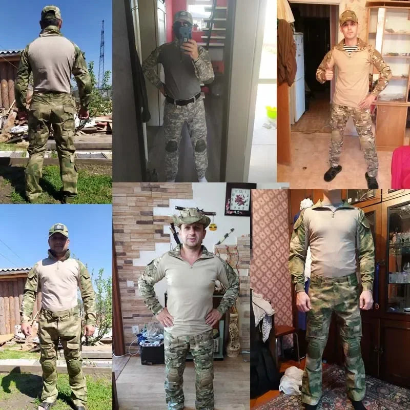 Conjunto de Uniforme de Combate Táctico Negro CP para Hombre, Camisa de Manga Larga, Pantalones Cargo, Ropa para Paintball, Caza y Entrenamiento al Aire Libre