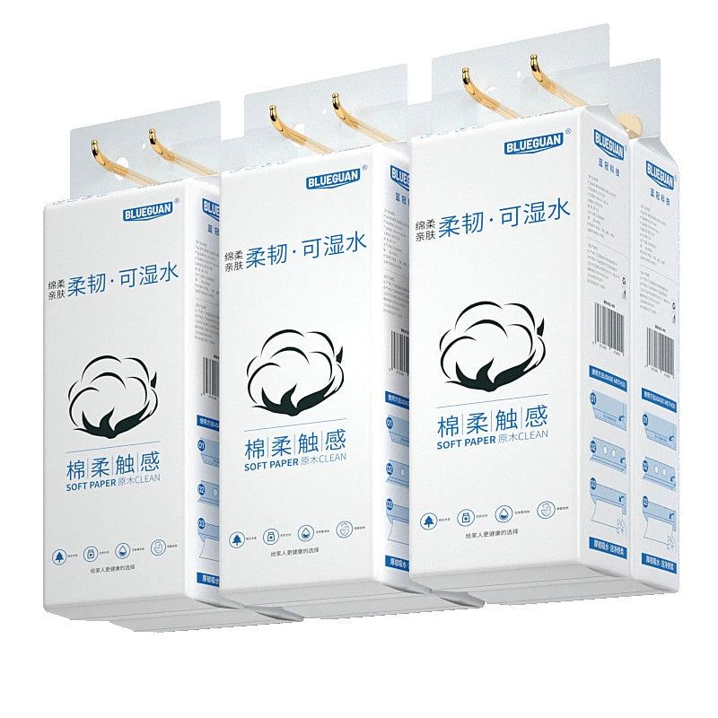 2 Packs/2000 Sheets of Hanging Pull-down Paper, Thickened Pure Virgin Wood Pulp Surface Paper, for Household Toilet Paper