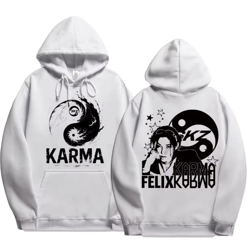 KPOP 4th Album "KARMA" Sudadera con capucha unisex del mismo estilo FELIX HAN BANGCHAN CHANGBIN HYUNJIN LEE KNOW K-POP Merchandise Apparel