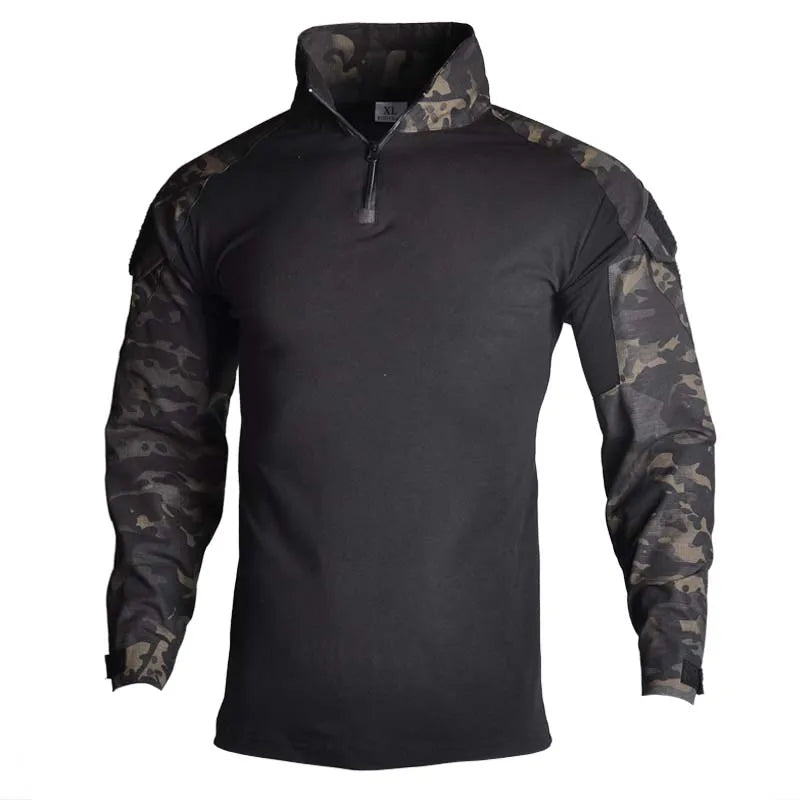 Conjunto de Uniforme de Combate Táctico Negro CP para Hombre, Camisa de Manga Larga, Pantalones Cargo, Ropa para Paintball, Caza y Entrenamiento al Aire Libre