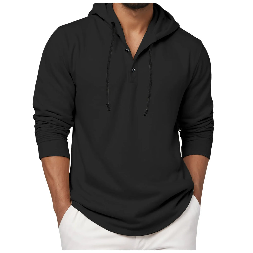 Sudadera con capucha para hombre, camisa con botones de manga larga, sudadera informal para playa y Yoga, sudaderas con capucha de gran tamaño, camisas informales holgadas para hombre