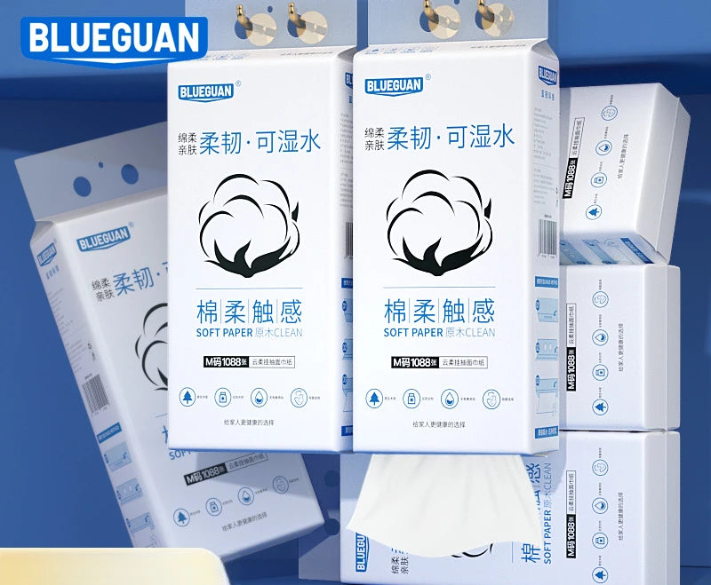 2 Packs/2000 Sheets of Hanging Pull-down Paper, Thickened Pure Virgin Wood Pulp Surface Paper, for Household Toilet Paper