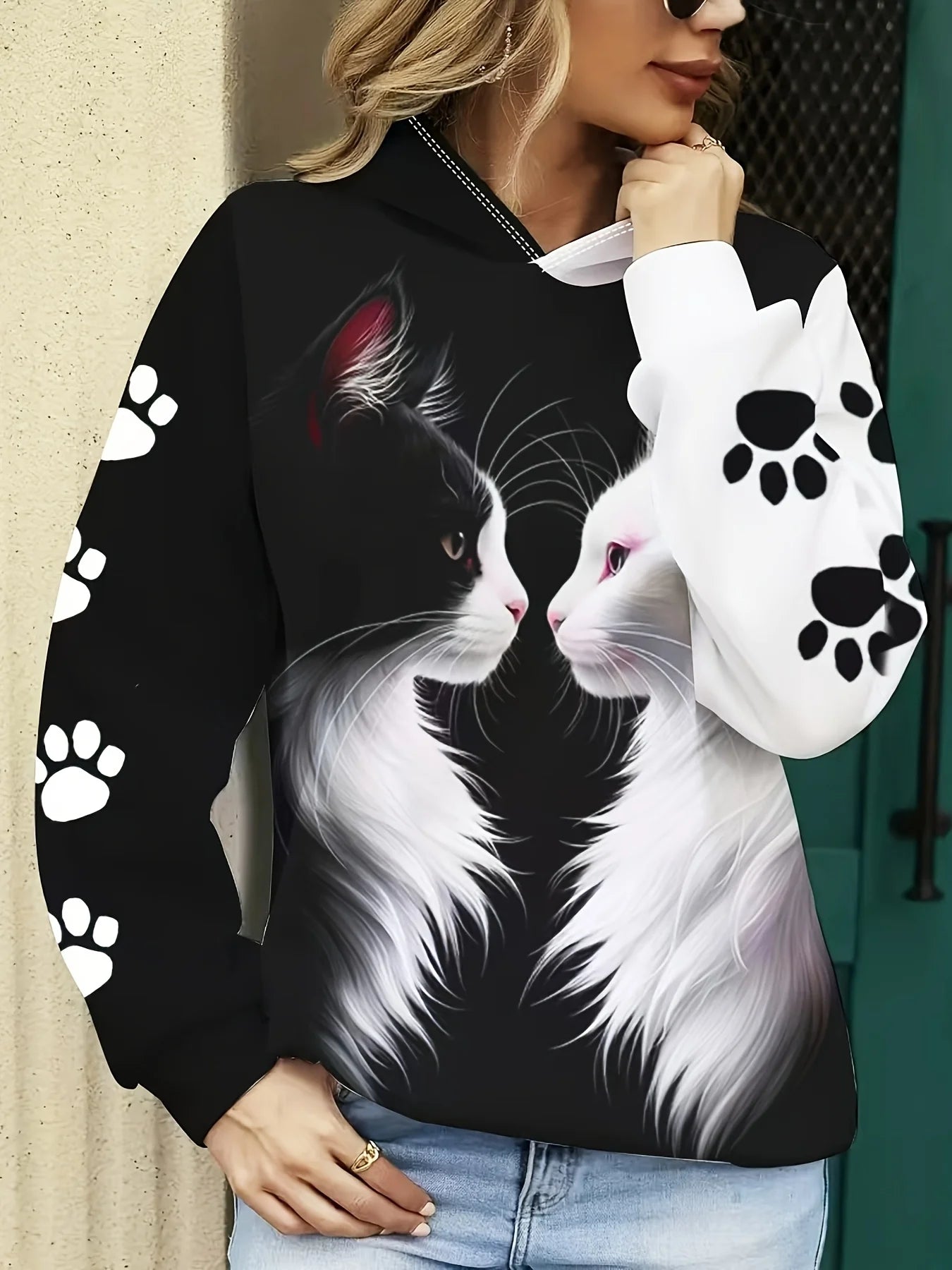Sudaderas con capucha con estampado 3D de gato bonito para hombre y mujer, sudaderas informales a la moda, sudadera con capucha de gran tamaño, jerséis, chándal, ropa para mujer